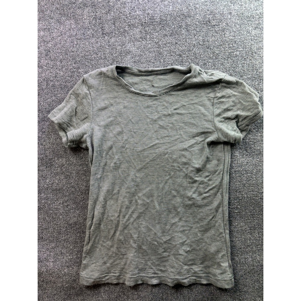 Merino ProtecT T-Shirt Mens Small Grey Striped 100% Merino Wool Short Sleeve